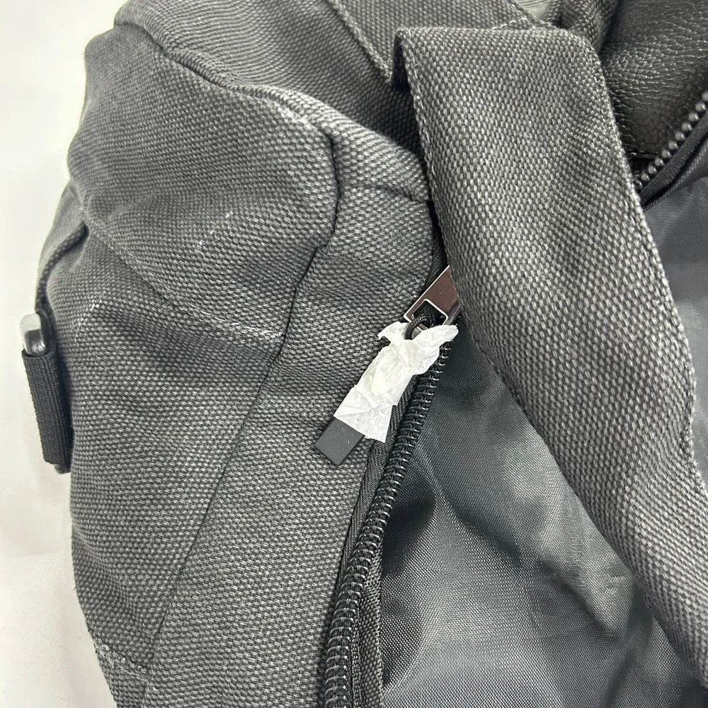 Banana Republic Canvas Duffle Bag Red Trim Medium Charcoal Gray Gorpcore Utility